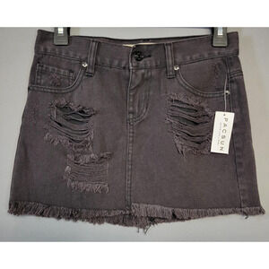 Melville Denim Mini Skirt Womens 23 Black Gray Distressed Frayed Hem PacSun New